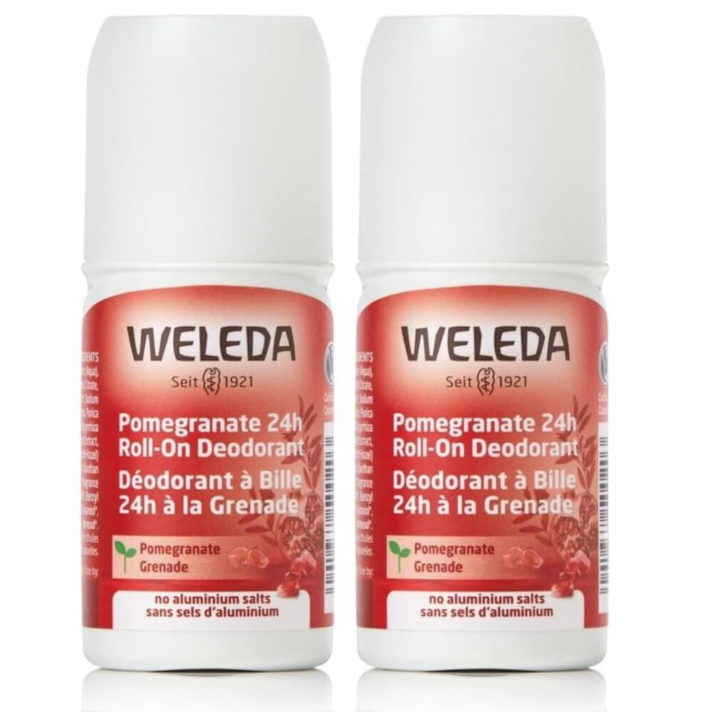 Weleda 24 Hour Roll-On Deodorant, Pomegranate, 1.7 Fluid Ounce (Pack of 2)